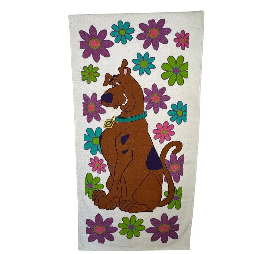 Vintage 2000s Scooby-Doo Hanna-Barbera Floral Beach Towel Y2K 26x52.5